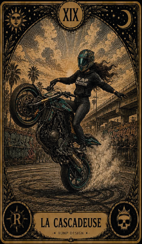 T-shirt "la cascadeuse" - XIX Les arcanes du motard